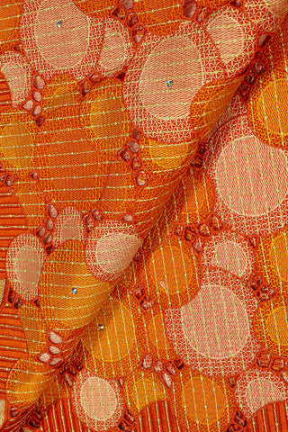 OCL171-ORA - Voile Lace, Made In Austria - Orange, Beige & Gold