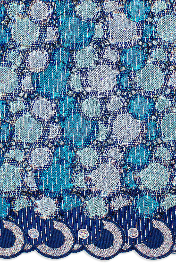 OCL171-RBL - Voile Lace, Made In Austria - Royal Blue, Sky & Turquoise Blue