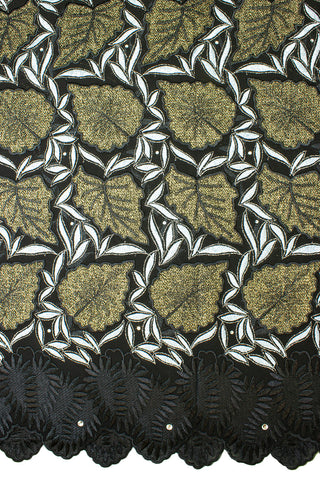 OCL172-BLK - Big Voile Lace, Made In Austria - Black & Antique Gold