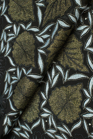 OCL172-BLK - Big Voile Lace, Made In Austria - Black & Antique Gold