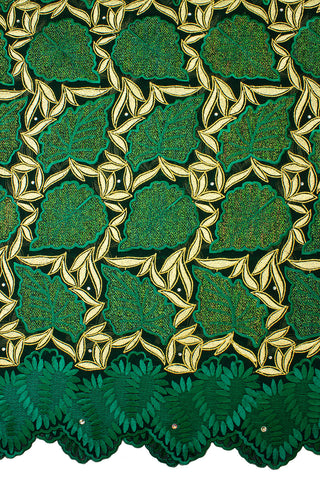 OCL172-EMG - Big Voile Lace, Made In Austria - Emerald Green & Gold