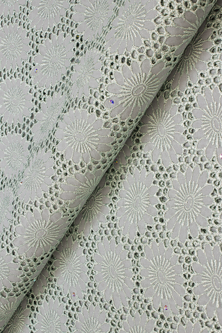 OCL177-GRY - Big Voile Lace, Made In Austria - Grey & Silver