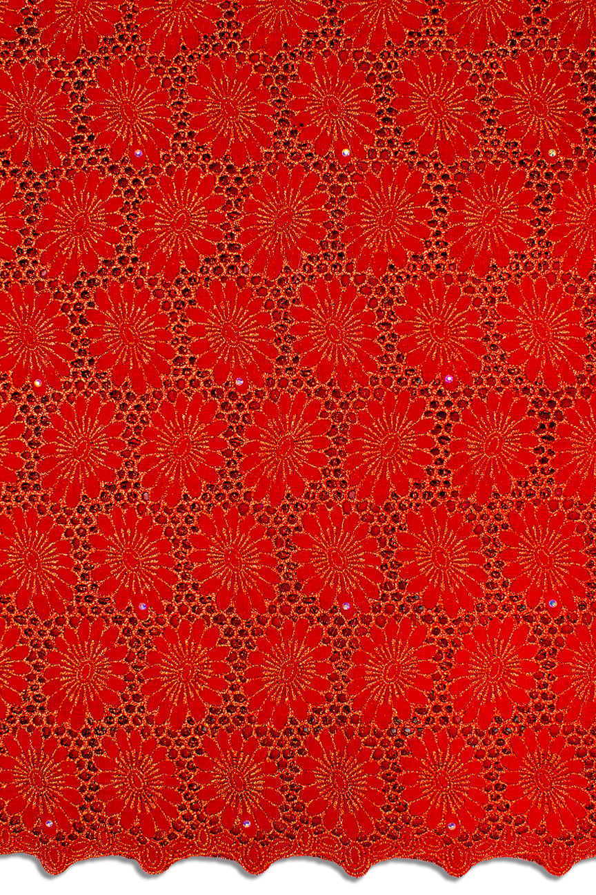 OCL177-RED - Big Voile Lace, Made In Austria - Red