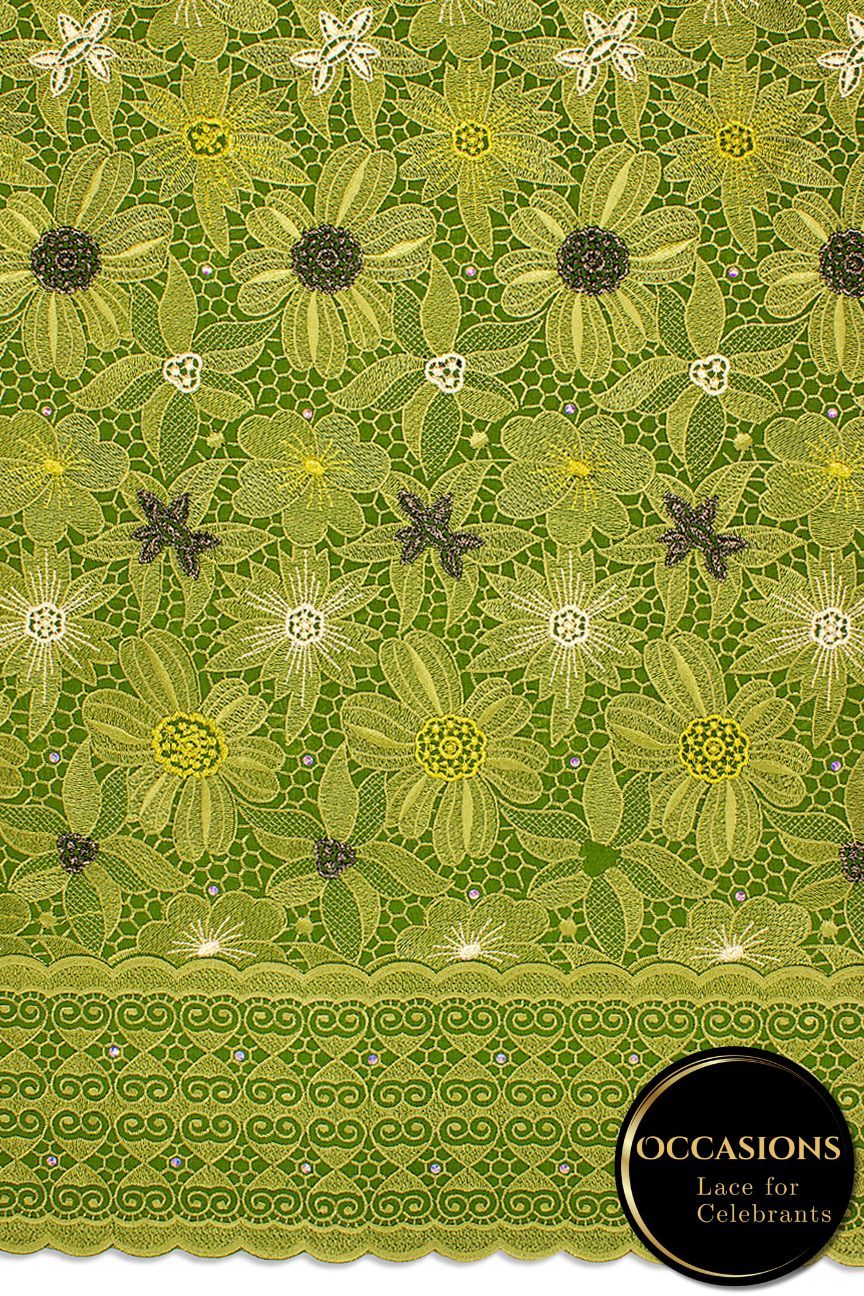 OCL184-GRN - Big Voile Lace, Made In Austria - Leaf Green