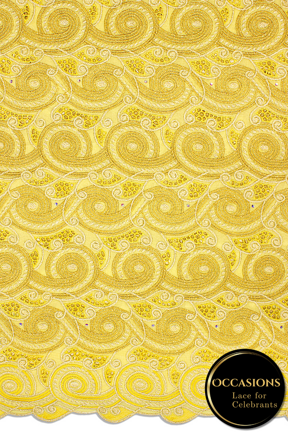 OCL195-YGD - Big Voile Lace, Made In Austria - Yellow Gold