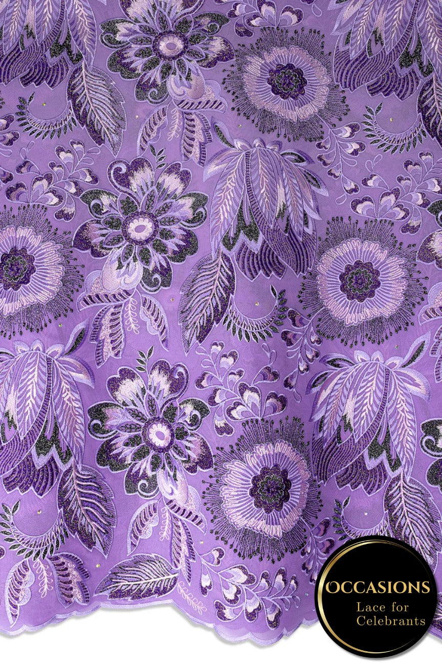 OCL210-LIL - Big Voile Lace, Made In Austria - Lilac & Purple