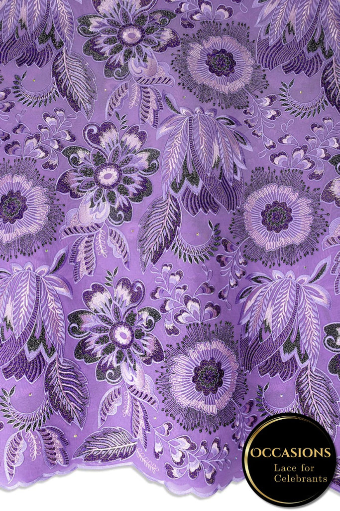 OCL210-LIL - Big Voile Lace, Made In Austria - Lilac & Purple