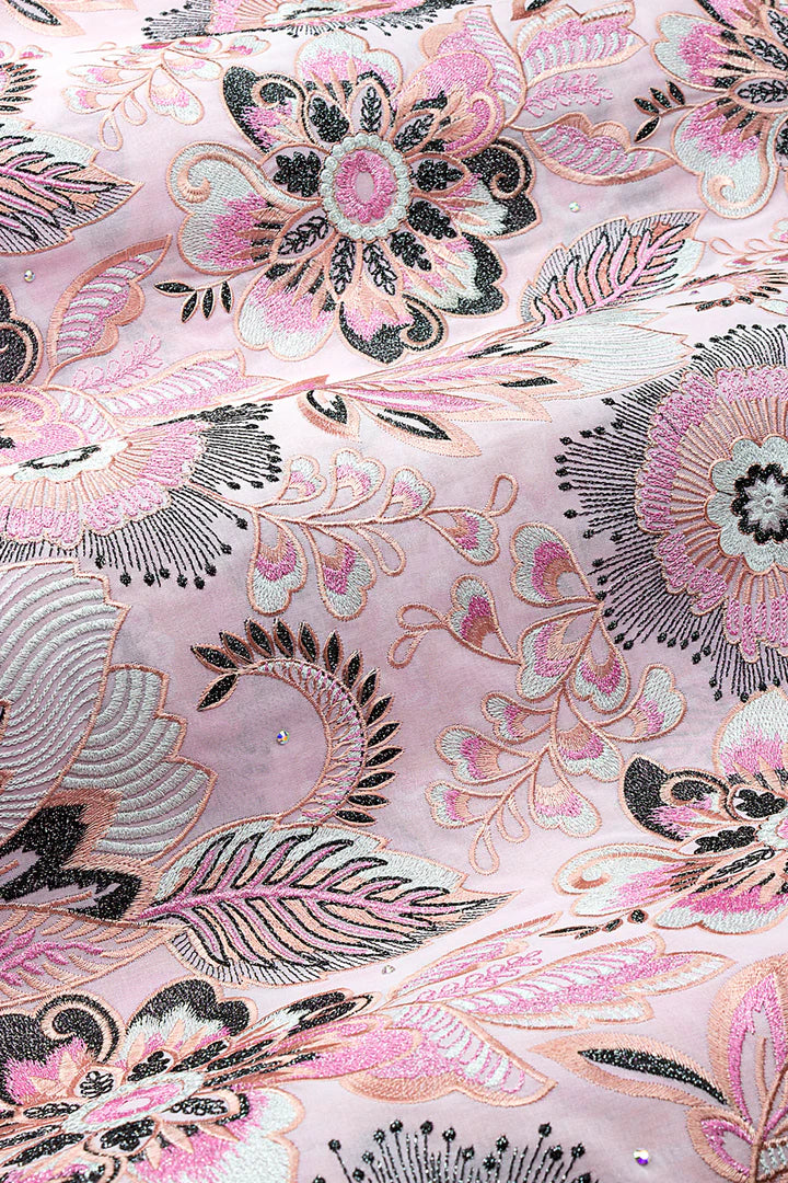 OCL210-PNK - Big Voile Lace, Made In Austria - Pink & Black