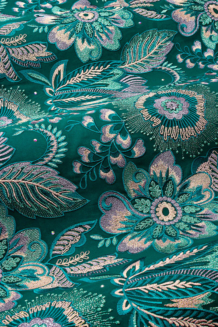OCL210-TLG - Big Voile Lace, Made In Austria - Teal, Onion & Peach
