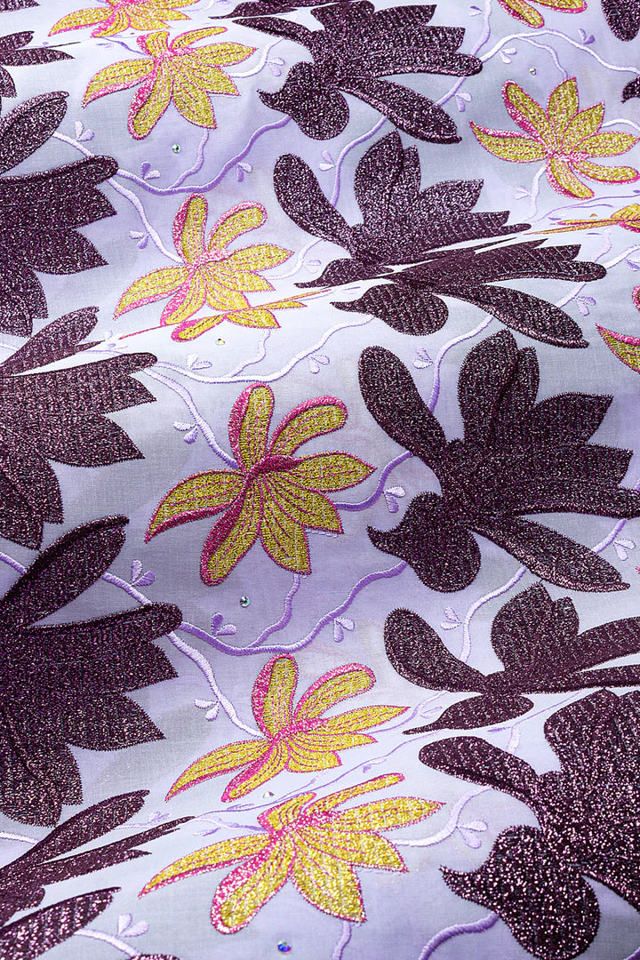 OCL211-LIL - Big Voile Lace, Made In Austria - Lilac, Plum & Gold