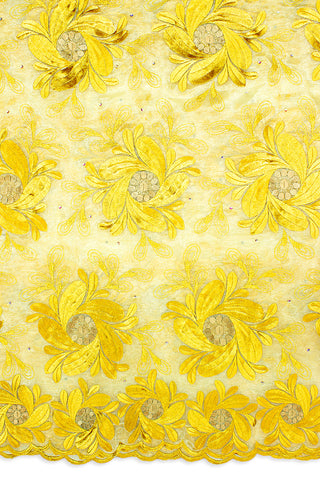 ORG002-CRG - Double Organza Lace - Cream & Gold