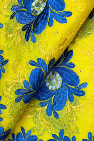 ORG002-YEL - Double Organza Lace - Yellow & Blue