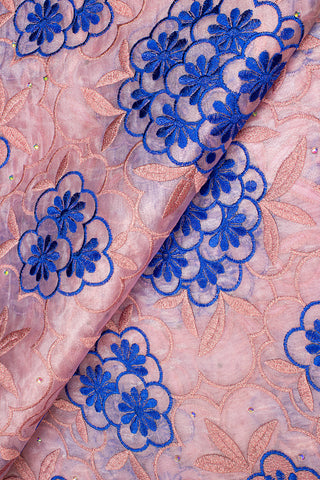 ORG003-PKB - Double Organza Lace - Pink & Royal Blue