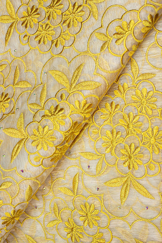 ORG003-WGD - Double Organza Lace - Sheer White & Gold