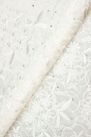 ORG003-WHT - Double Organza Lace - White