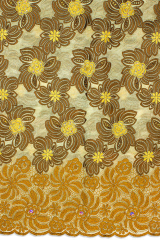 ORG004-BGE - Double Organza Lace - Beige, Chocolate, Bronze & Gold