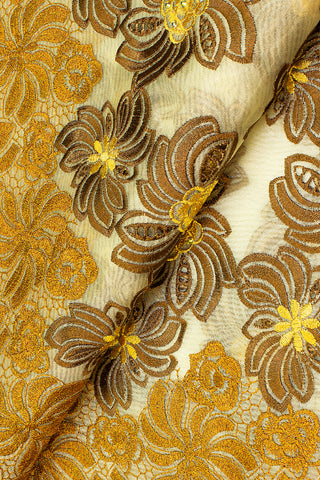 ORG004-BGE - Double Organza Lace - Beige, Chocolate, Bronze & Gold