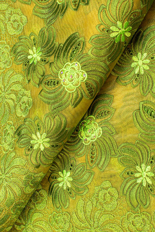 ORG004-GOL - Double Organza Lace - Gold & Olive
