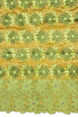 ORG005-GOL - Double Organza Lace - Gold & Olive
