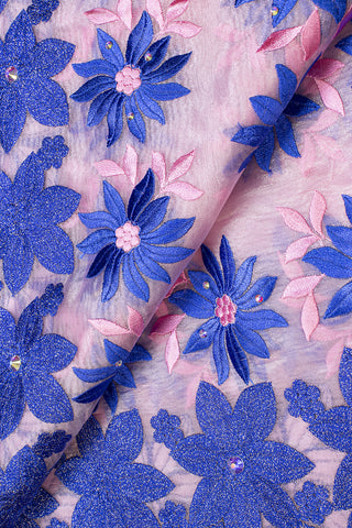 ORG005-PKB - Double Organza Lace - Pink & Royal Blue