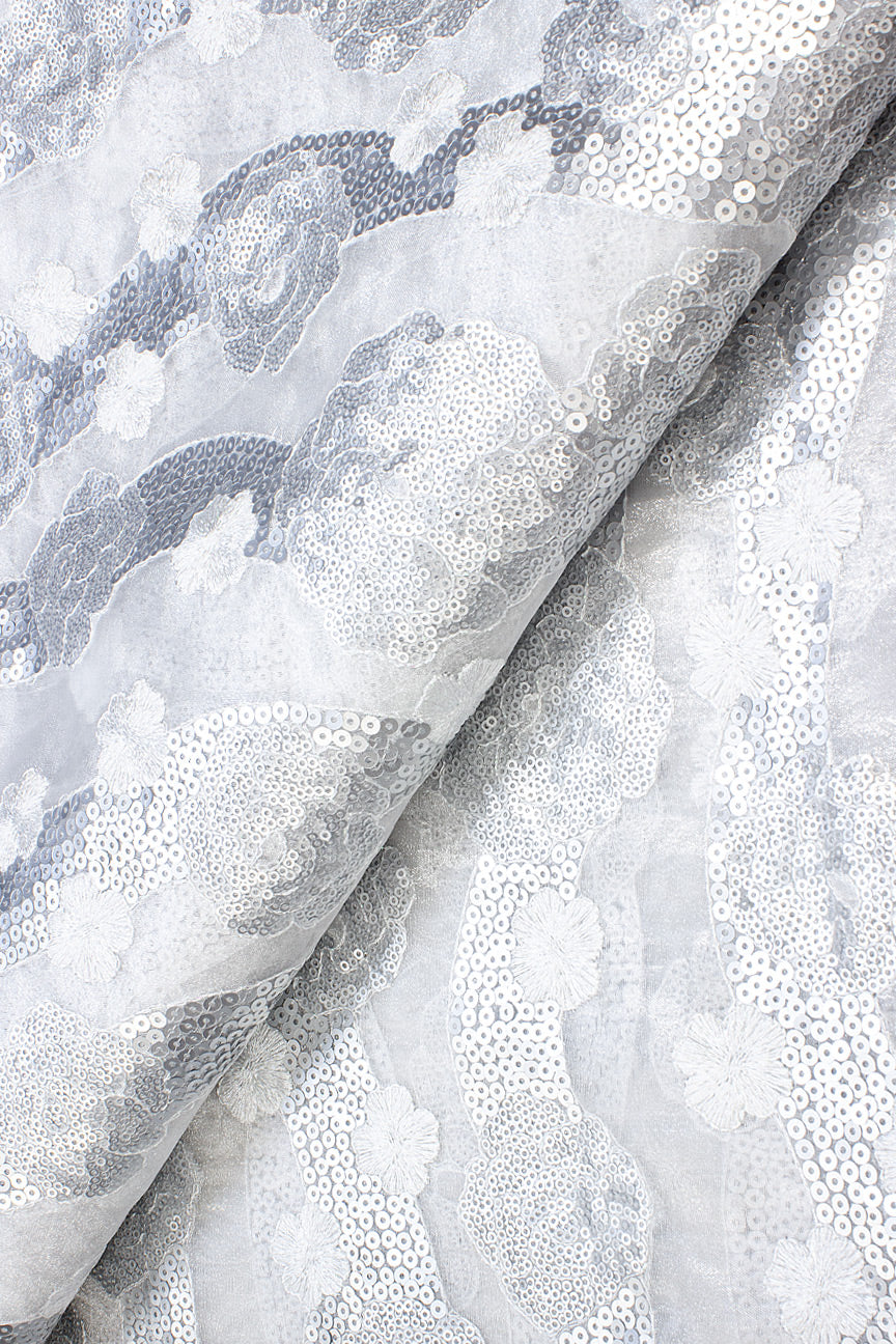 ORG006-WHT - Double Organza Sequined Lace - White & Silver