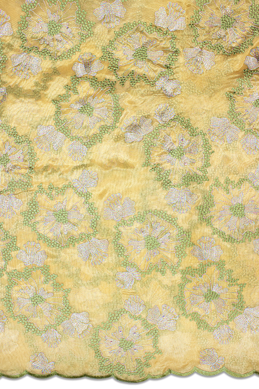 ORG009-GDG - Double Organza Lace - Gold & Green