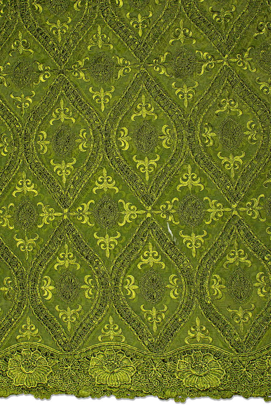 ORG010-FGN - Corded Organza Lace - Forest Green