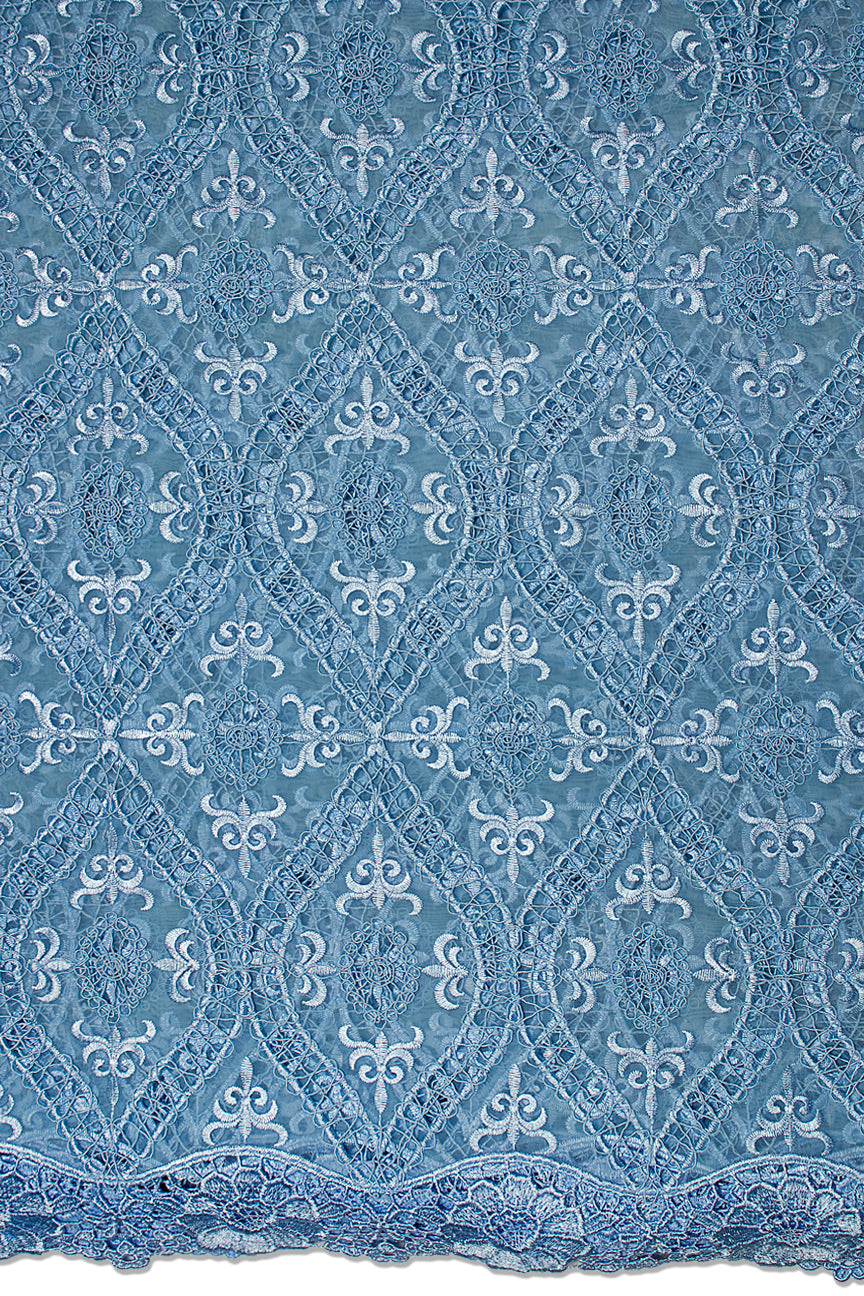 ORG010-SKB - Corded Organza Lace - Sky Blue