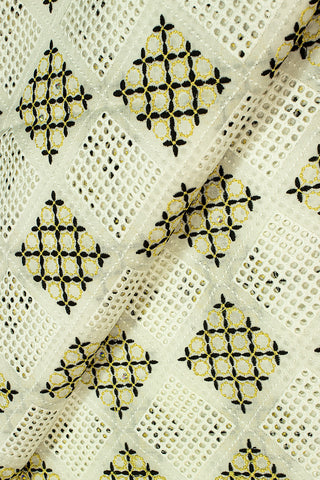PSL035-IVB - Premier Swiss Voile Lace - Ivory, Black & Gold