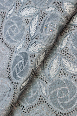 PSL039-GRY - Premier Swiss Voile Lace - Grey & Silver