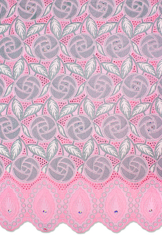 PSL039-PNK - Premier Swiss Voile Lace - Pink & Grey