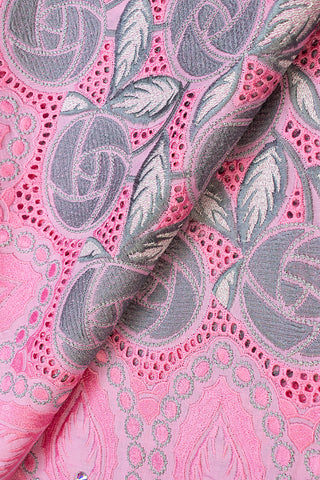 PSL039-PNK - Premier Swiss Voile Lace - Pink & Grey