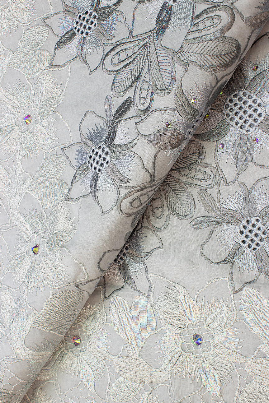 PSL040-GRY - Premier Swiss Voile Lace - Light Grey & Ash Grey