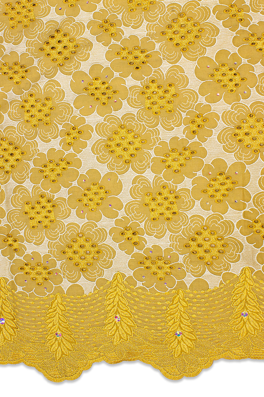 PSL047-GLD - Premier Swiss Voile Lace - Gold & Cream
