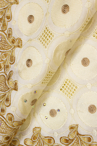 PSL048-IVO - Premier Swiss Voile Lace - Ivory, Brown & Bronze