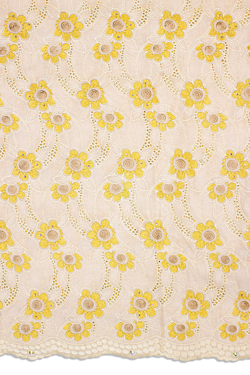 PSL054-CRM - Premier Swiss Voile Lace - Cream, Gold & Beige