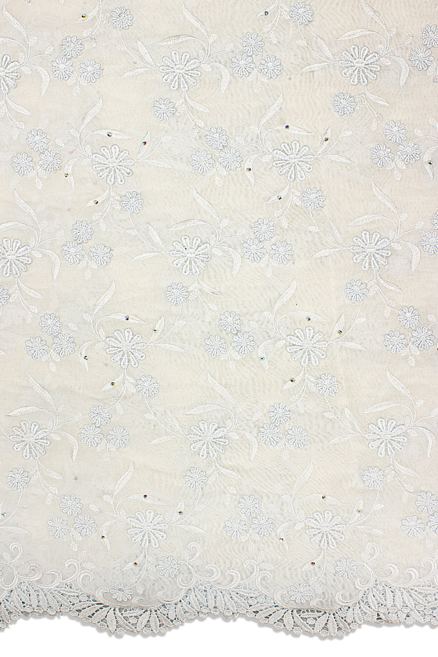 PSL058-WHT - Premier Swiss Voile Lace, Handcut Appliqué - White