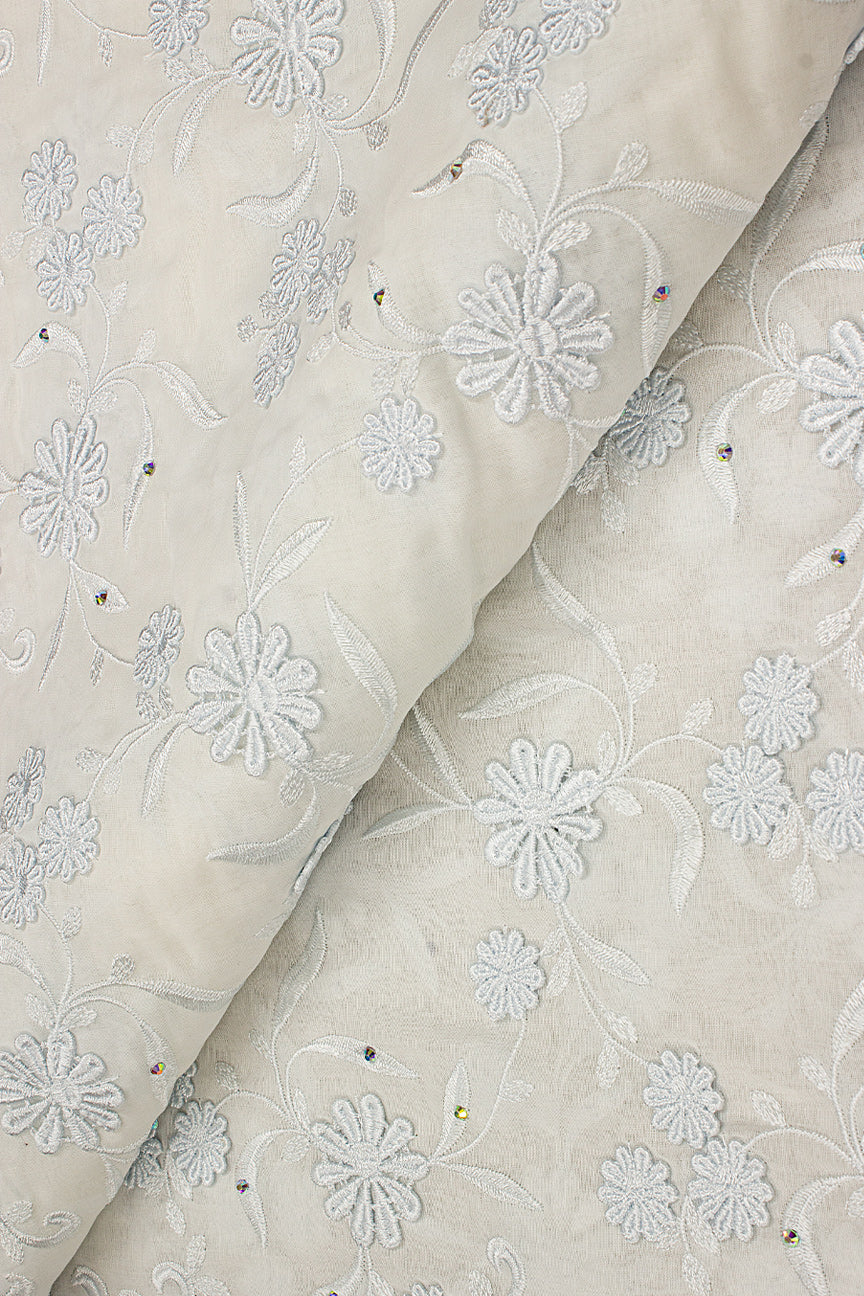 PSL058-WHT - Premier Swiss Voile Lace, Handcut Appliqué - White