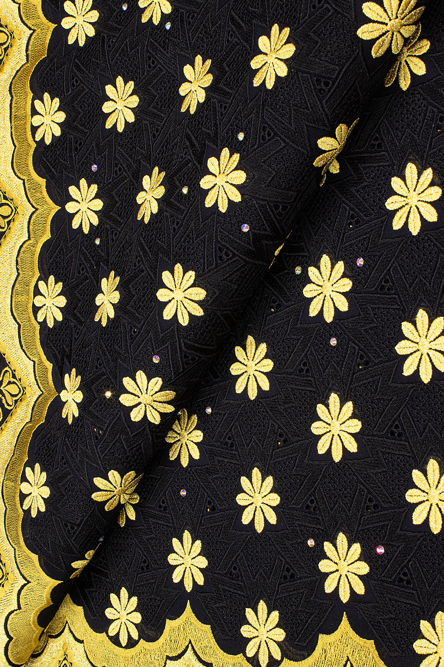 PSL061-BLK - Premier Swiss Voile Lace - Black & Gold