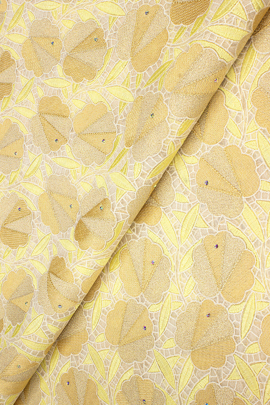 PSL064-CRG - Premier Swiss Net Lace - Cream, Beige & Gold