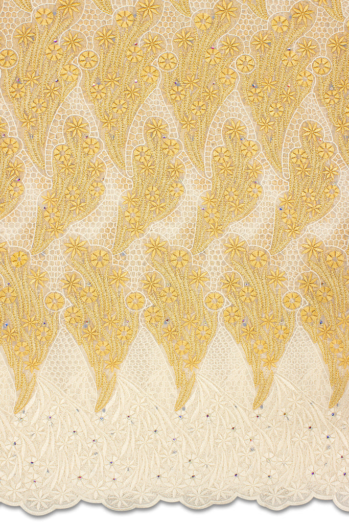 PSL066-CRM - Premier Swiss Net Lace - Cream & Gold