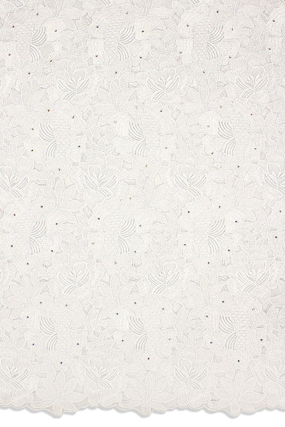 PSL069-WHT - Double Organza Net Handcut Lace - White