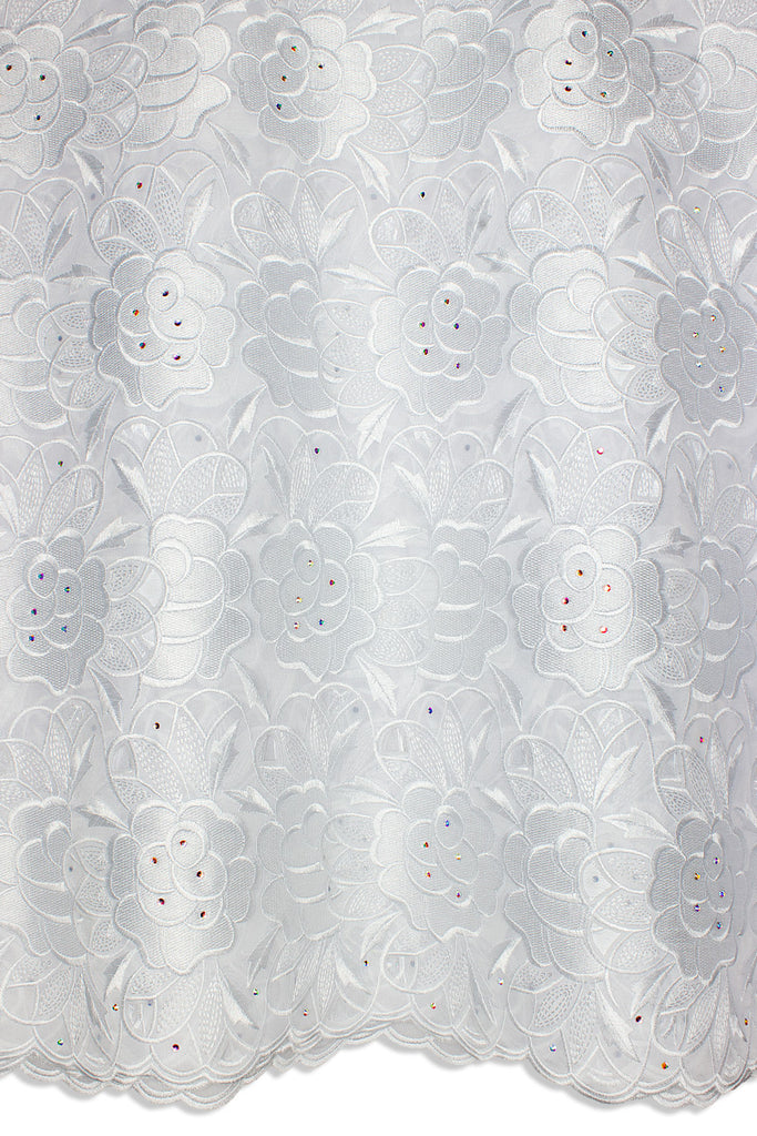 PSL070-WHT - Double Organza Net Handcut Lace - White