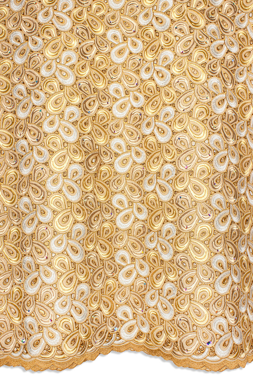PSL071-BGS - Premier Swiss Voile Lace - Beige, Gold & Silver