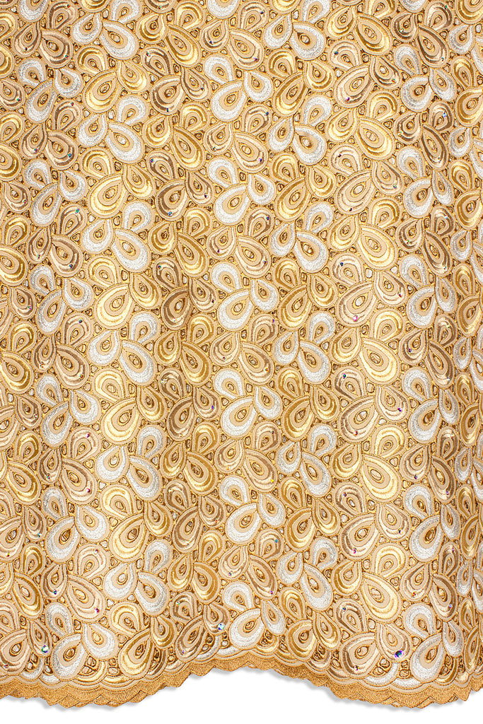 PSL071-BGS - Premier Swiss Voile Lace - Beige, Gold & Silver