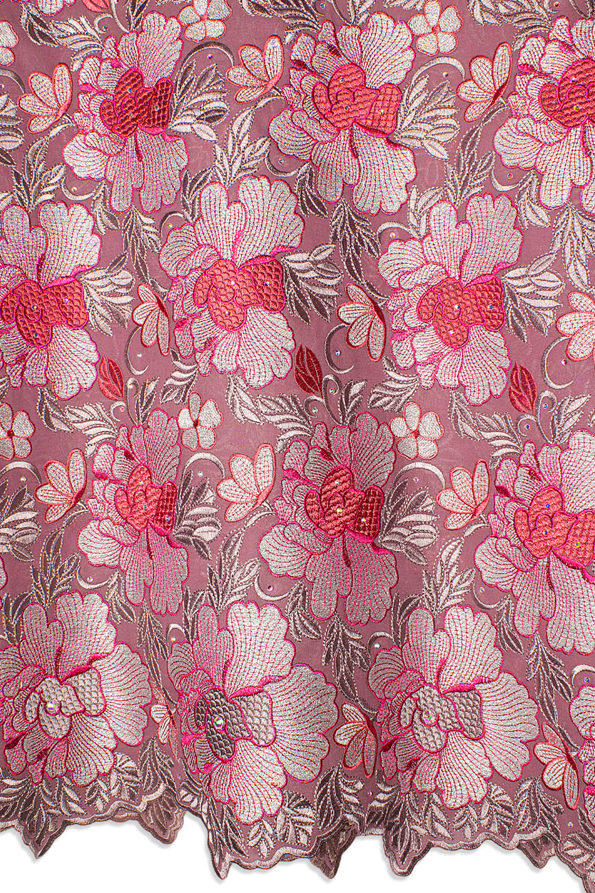 PSL072-ONI - Premier Swiss Voile Lace - Onion, Grey, Mulberry & Silver