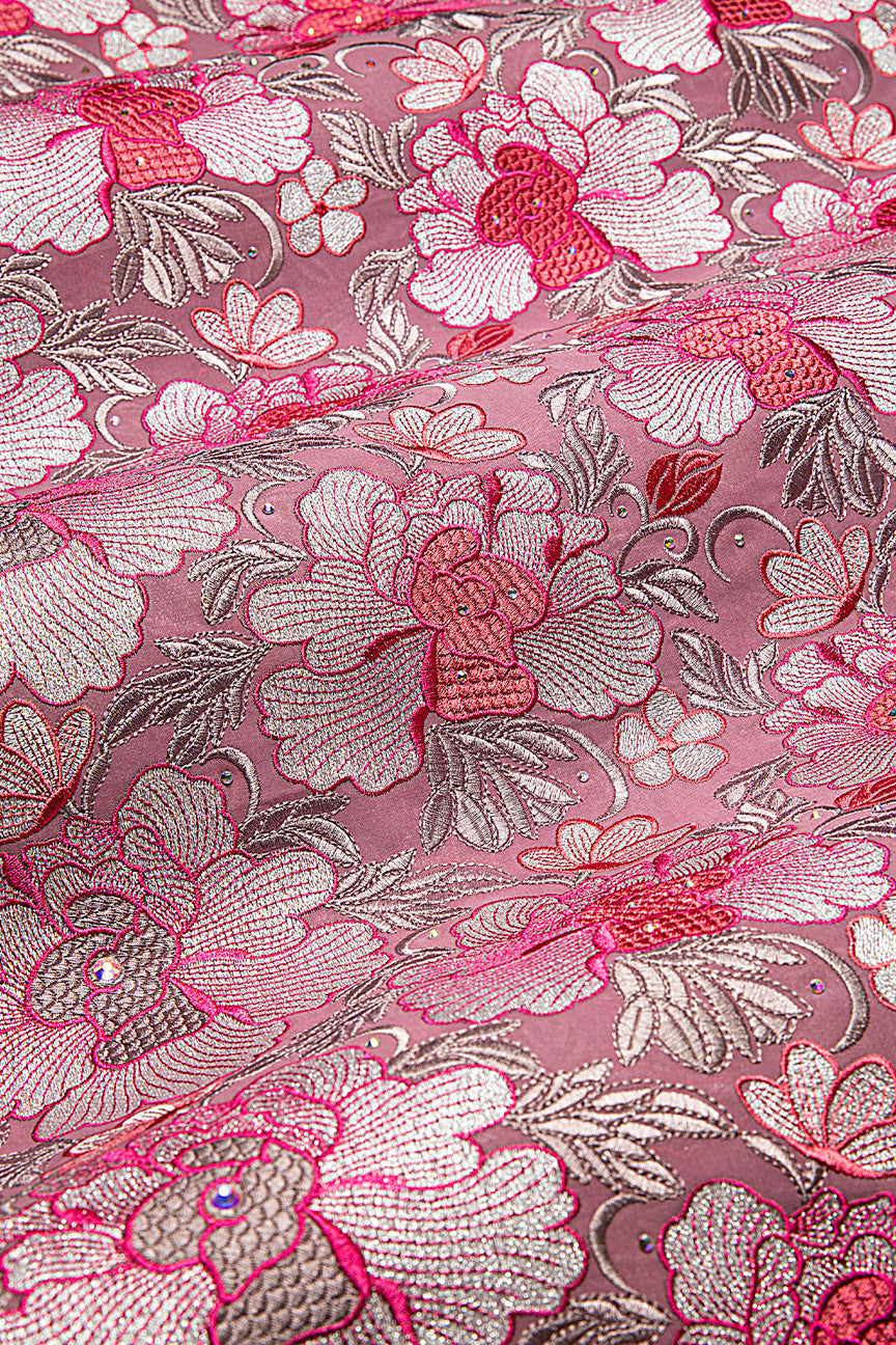 PSL072-ONI - Premier Swiss Voile Lace - Onion, Grey, Mulberry & Silver