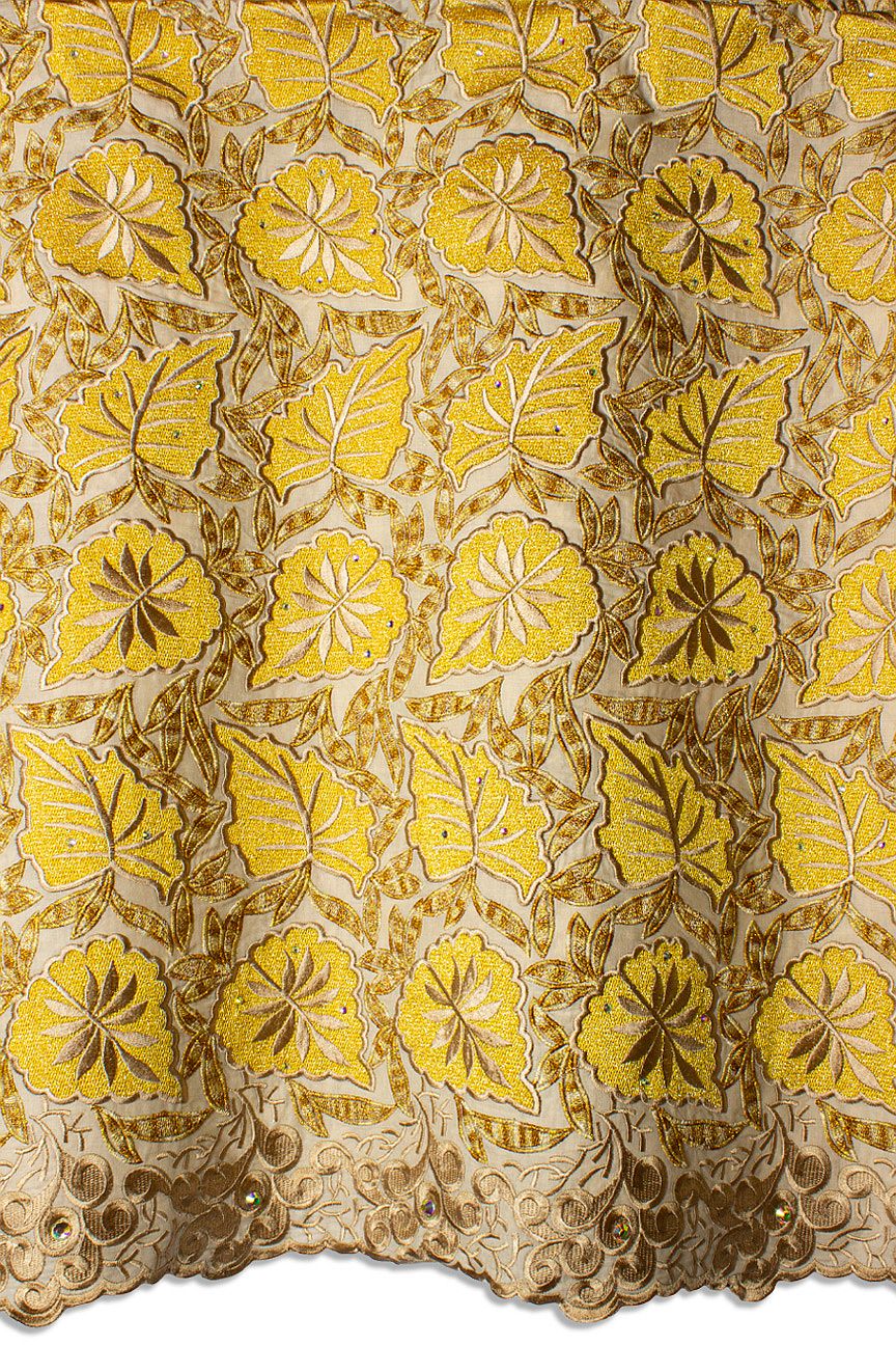 PSL073-BGE - Premier Swiss Voile Lace - Beige & Gold