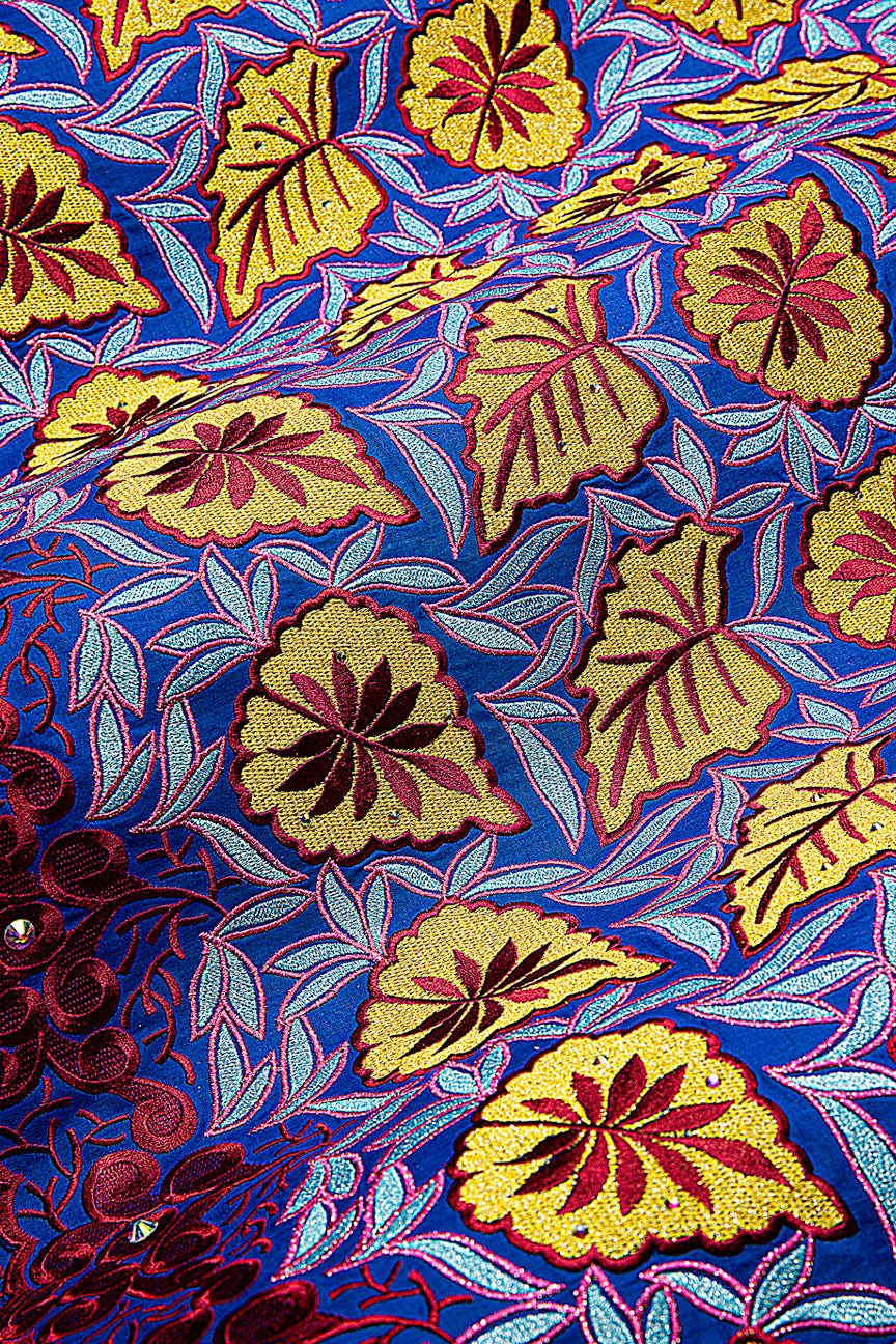 PSL073-RBL - Premier Swiss Voile Lace - Royal Blue, Gold, Wine, Sky & Pink