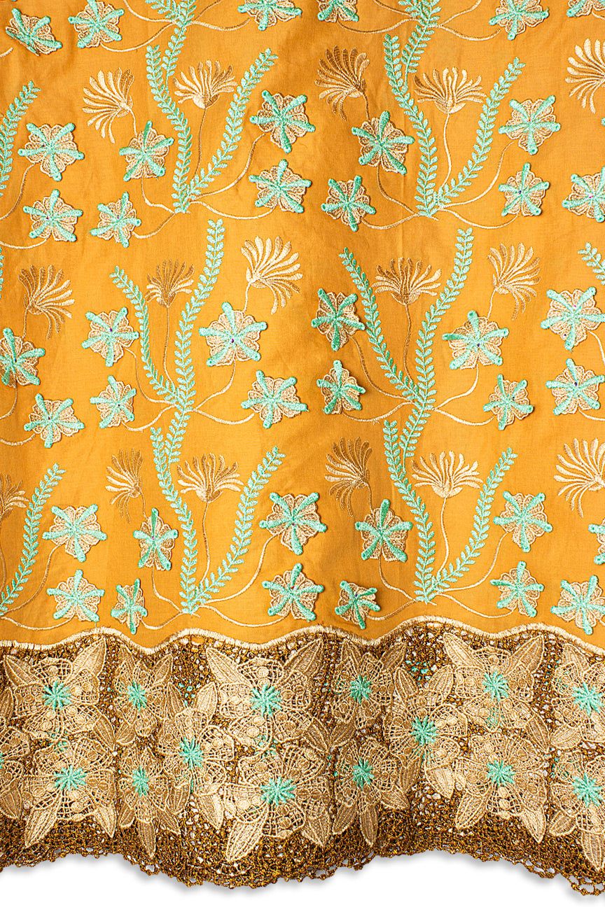 PSL075-GLD - Premier Swiss Voile Lace, Handcut Appliqué - Gold